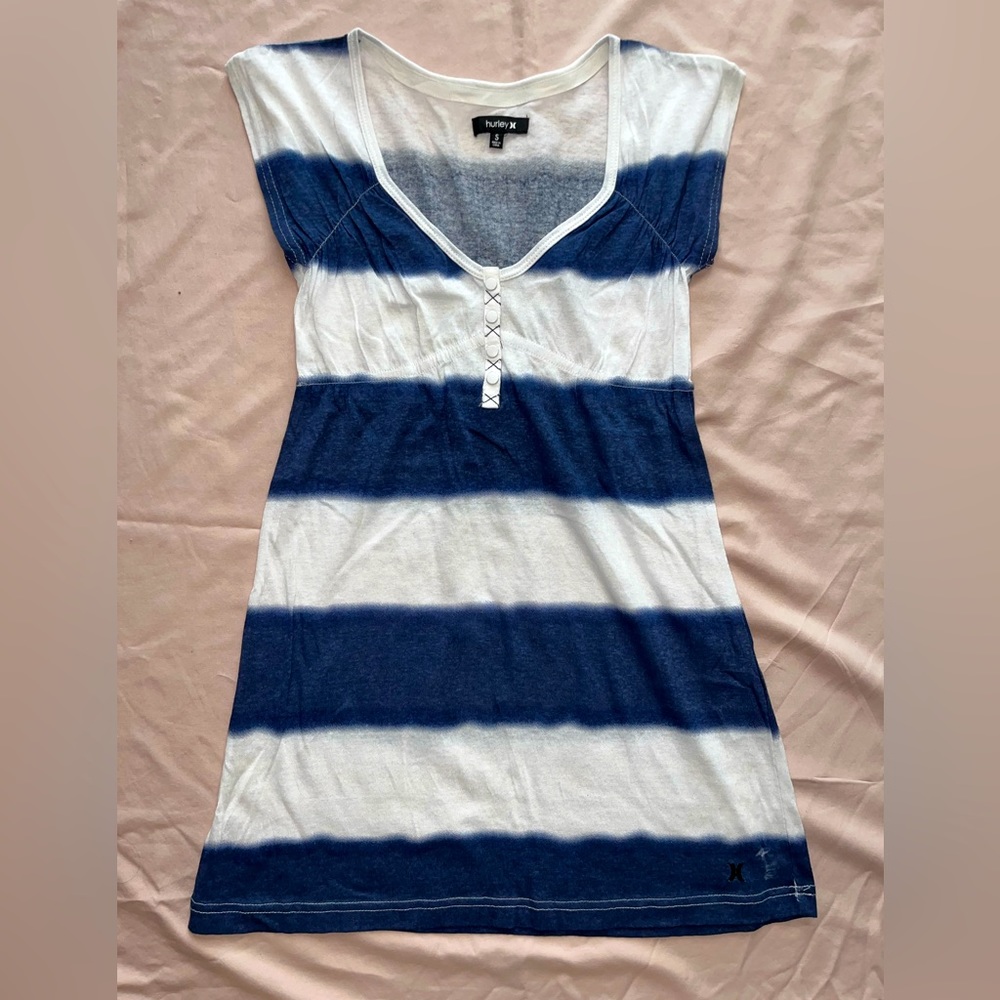Hurley Navy and White Striped Women’s top